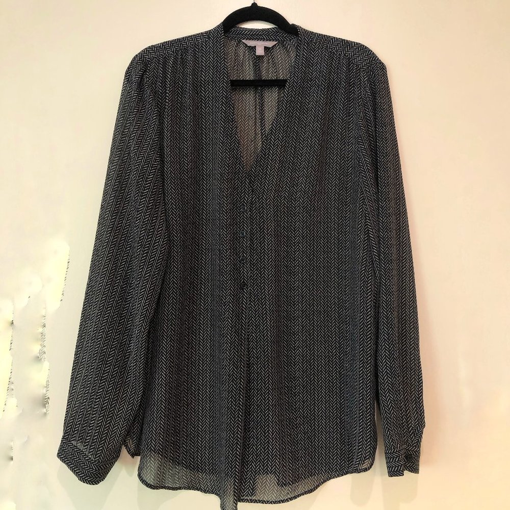 Banana Republic Sheer Herringbone Tunic Length Blouse